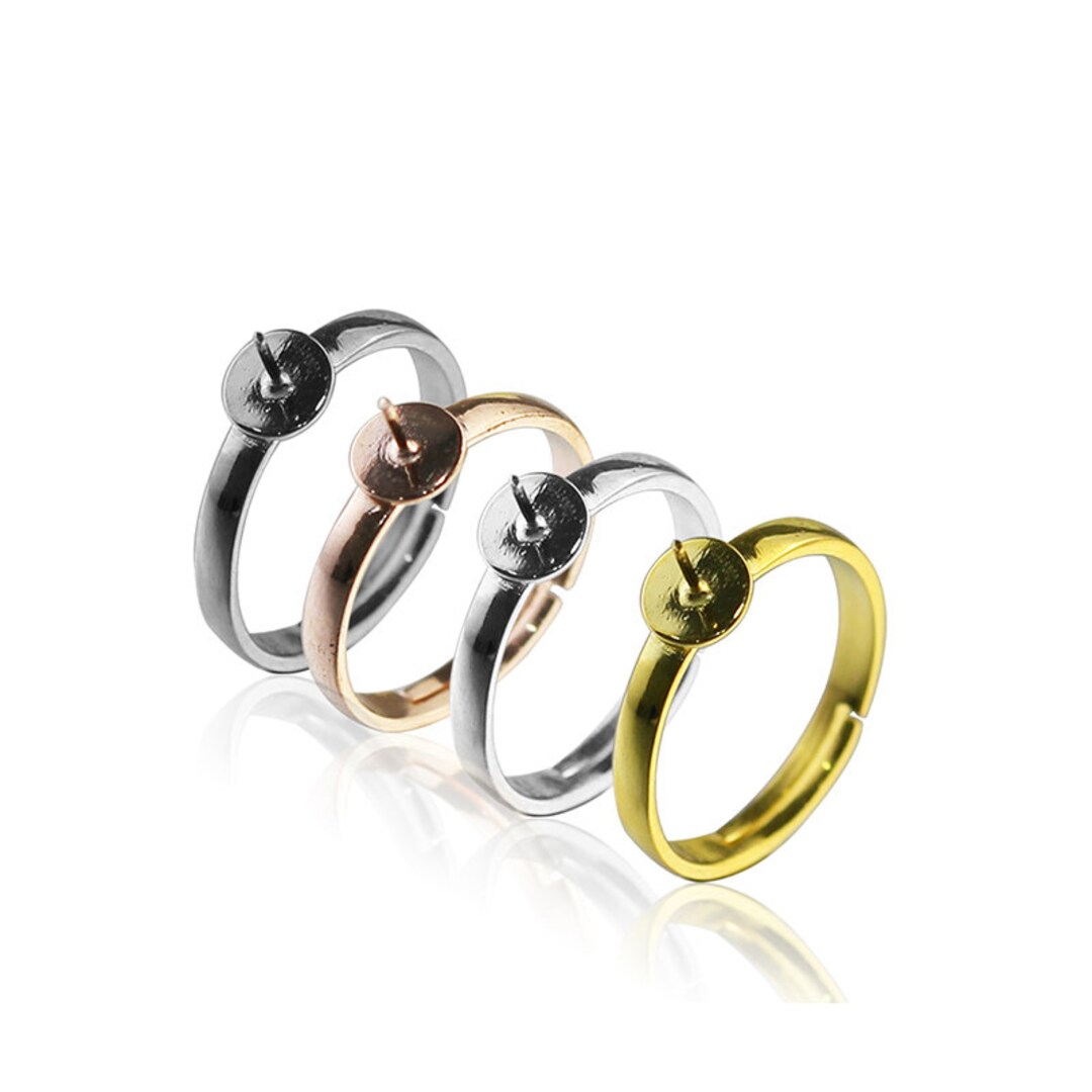 Adjustable Ring Base Blanks With A Pin for Pearl Rings Making 925 ...