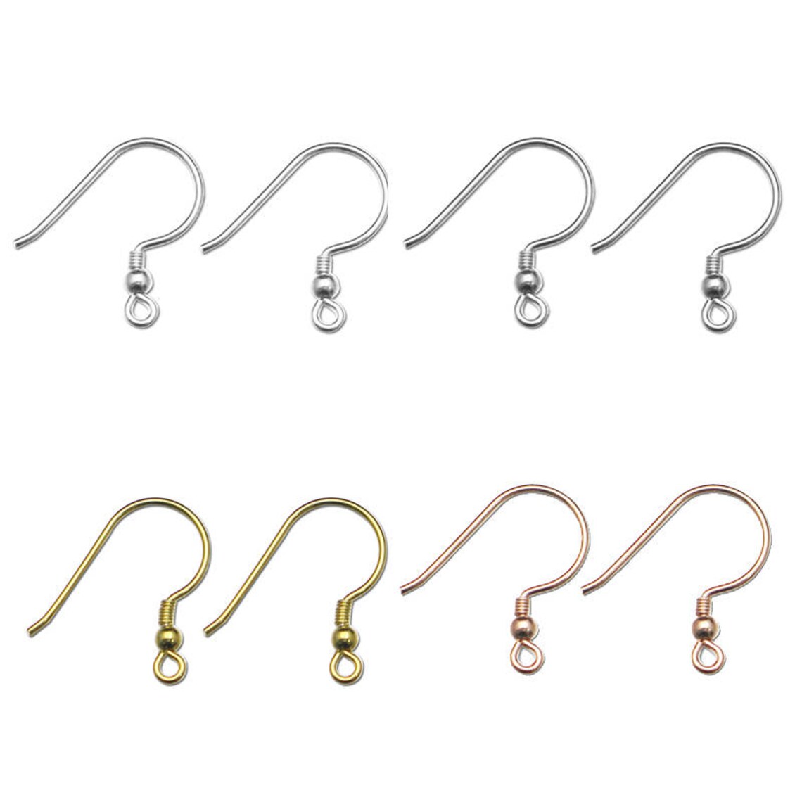 925 Sterling Silver Earring Hooks Ear Wires Round Etsy