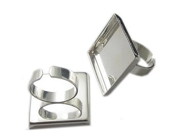 Platz Ring Basis aus Messing mit einem 25 mm Lünette Tablett für Cabochons oder Harz Schmuckherstellung liefert ID 7102