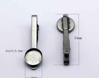Details about   2pcs Tie Clip Bar Inner 16mm Blank Round Settings Bezel Bases Trays 7 Colors 