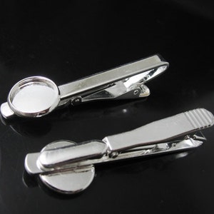 Free shipping ,DIY Tie Clip very shinny Sterling Silver Plating, inner diameter 16mm Bezel Setting 5 pcs BSID23044 image 2