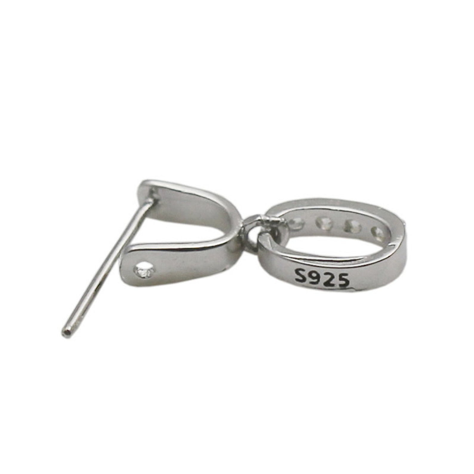 925 Sterling Silver Clasp Pinch Clip Bail Pendant Connector Etsy