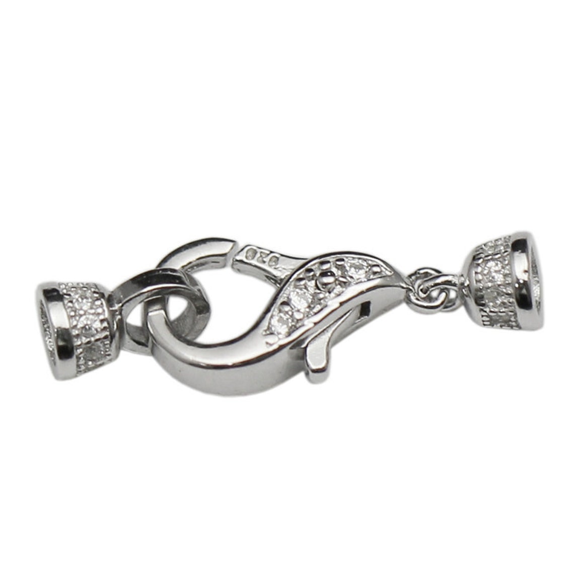 Sterling Silver Lobster Claw Clasp End Cap Clasp for Bracelet Etsy