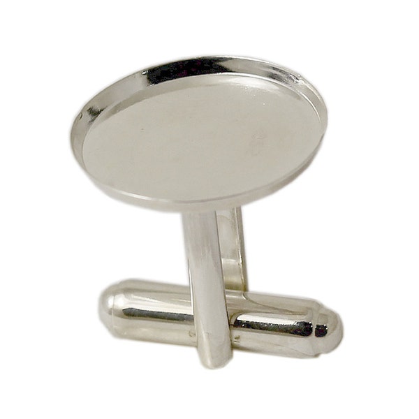 Solid 925 silver cufflink findings bezel cufflink setting with 18 mm round 2 mm deep bezel cup cufflink parts  for your gift design ID 25014