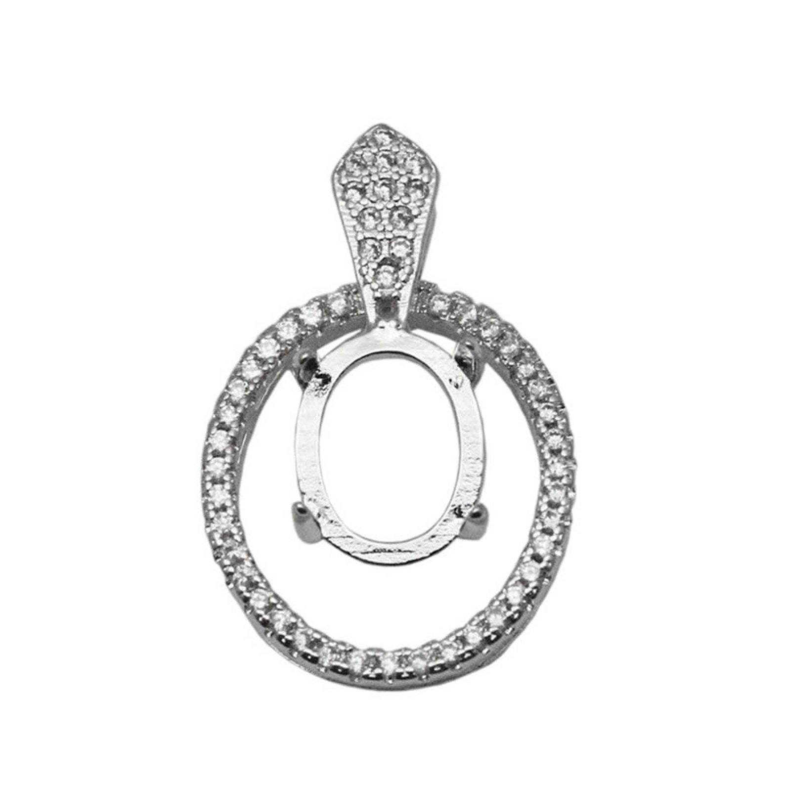 Jewelry Setting 925 Sterling Silver Fine Pendant Semi Mount Oval 7x9mm