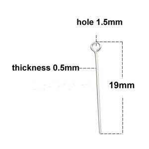 Hot sale 925 Sterling silver Eyepin,100 pcs of sterling silver Eye Pin 19mm long NOBS24967S image 6