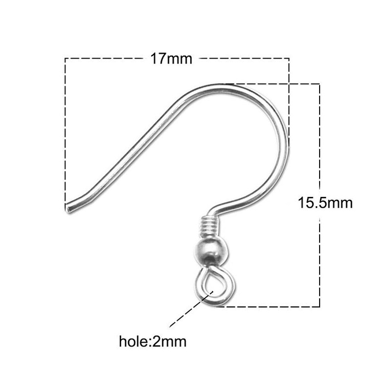 925 Sterling Silver Earring Hooks Ear Wires Round Etsy