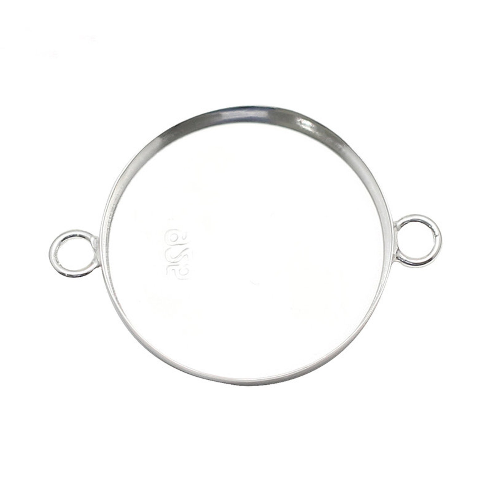 925 Sterling Silver Circle Blank Bezel Connector Necklace Etsy