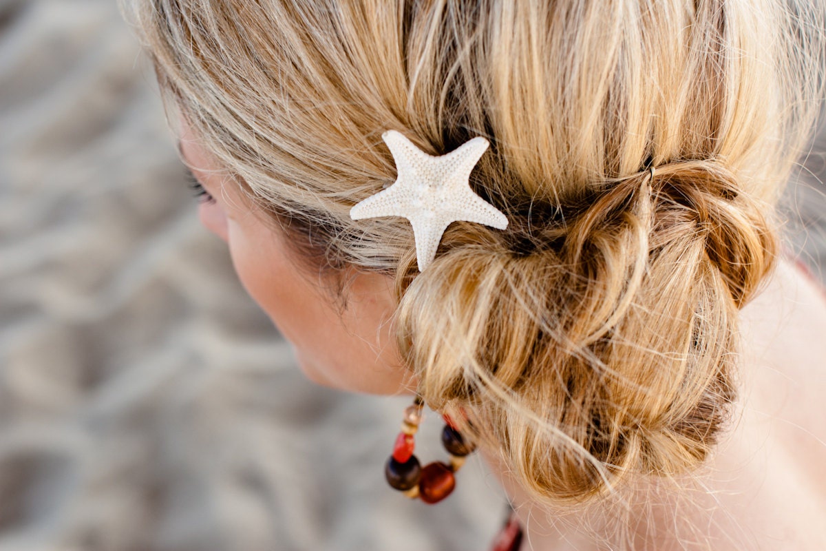 White Starfish Hair Clip Etsy