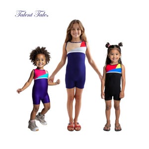 Talent Tale®Girls Dance/ Gymnastic Geometrical Color Block Tank Biketard
