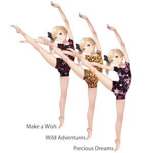 Talent Tale®Girls Dance/ Gymnastic Allover Printed Shiny Nylon Short Sleeve Biketard