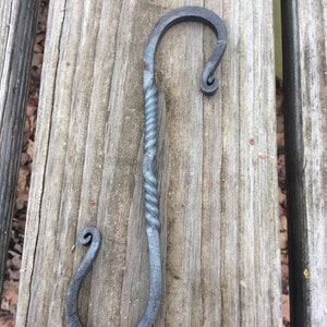 One handforged iron S hook with decorative twist plant hanger