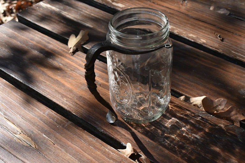 Blacksmith Mason Jar Wide Mouth Quart Size Handle With Twist Etsy