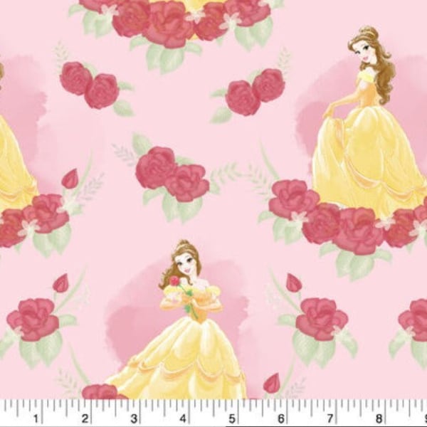 Belle Roses Ornate Disney Movie 100% Cotton Fabric - Princess Filigree