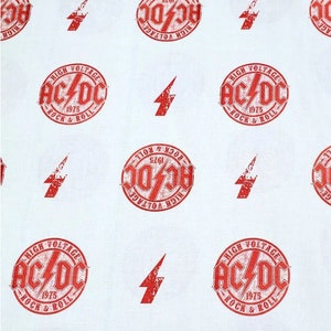 AC/DC High Voltage Rock & Roll 1975 100% cotton fabric by the yard Music Band Concert