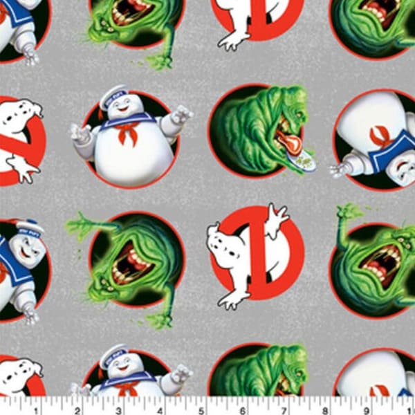 Ghostbusters Creepy Slimer Stay-Puft 100% Cotton Fabric by the yard Ghost Halloween Ain't Afraid