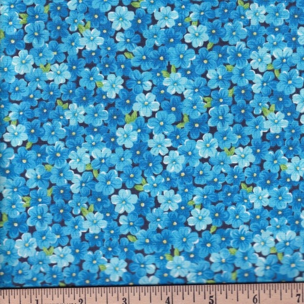 Blue Mini Floral 100% Cotton Quilting Fabric by the yard Traditions Blender Flower