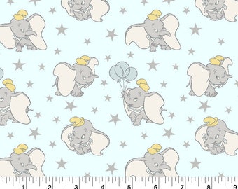 Disney Fabric Camelot Disney Dumbo Bunting Banners Zinc Gray on White Circus Banner and Stars 100/% cotton fabric by the yard CA815