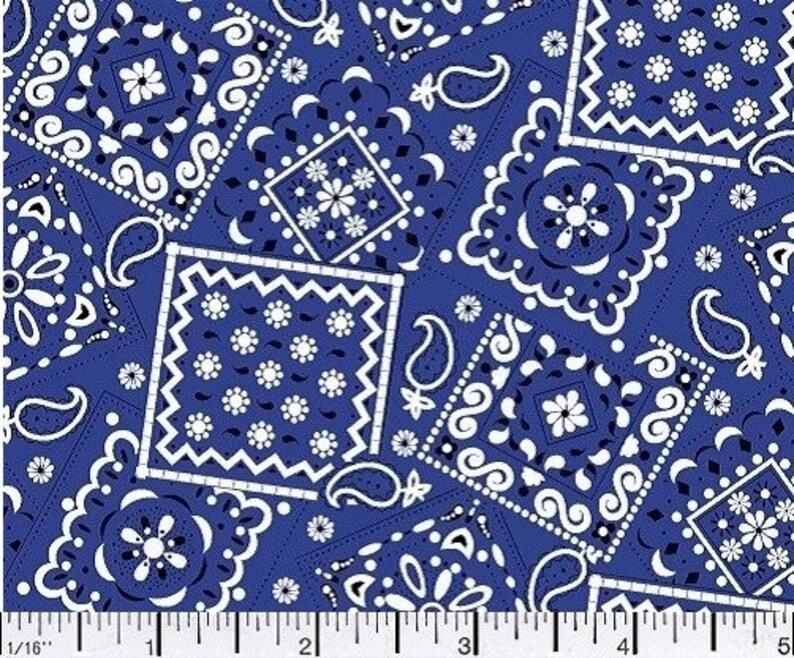 Navy Blazin' Bandana 100 Cotton Fabric Sold in Continuous Etsy