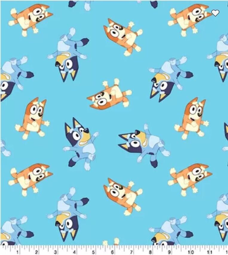 Cotton Bluey and Family Logo Toss Bandit Chilli Heeler Dogs Kids TV Show  Characters Cotton Fabric Print by the Yard (79735-A620715)