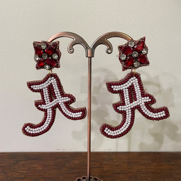 Alabama Crimson Tide Glitter Earrings - Licensed Game Day Jewelry Gift