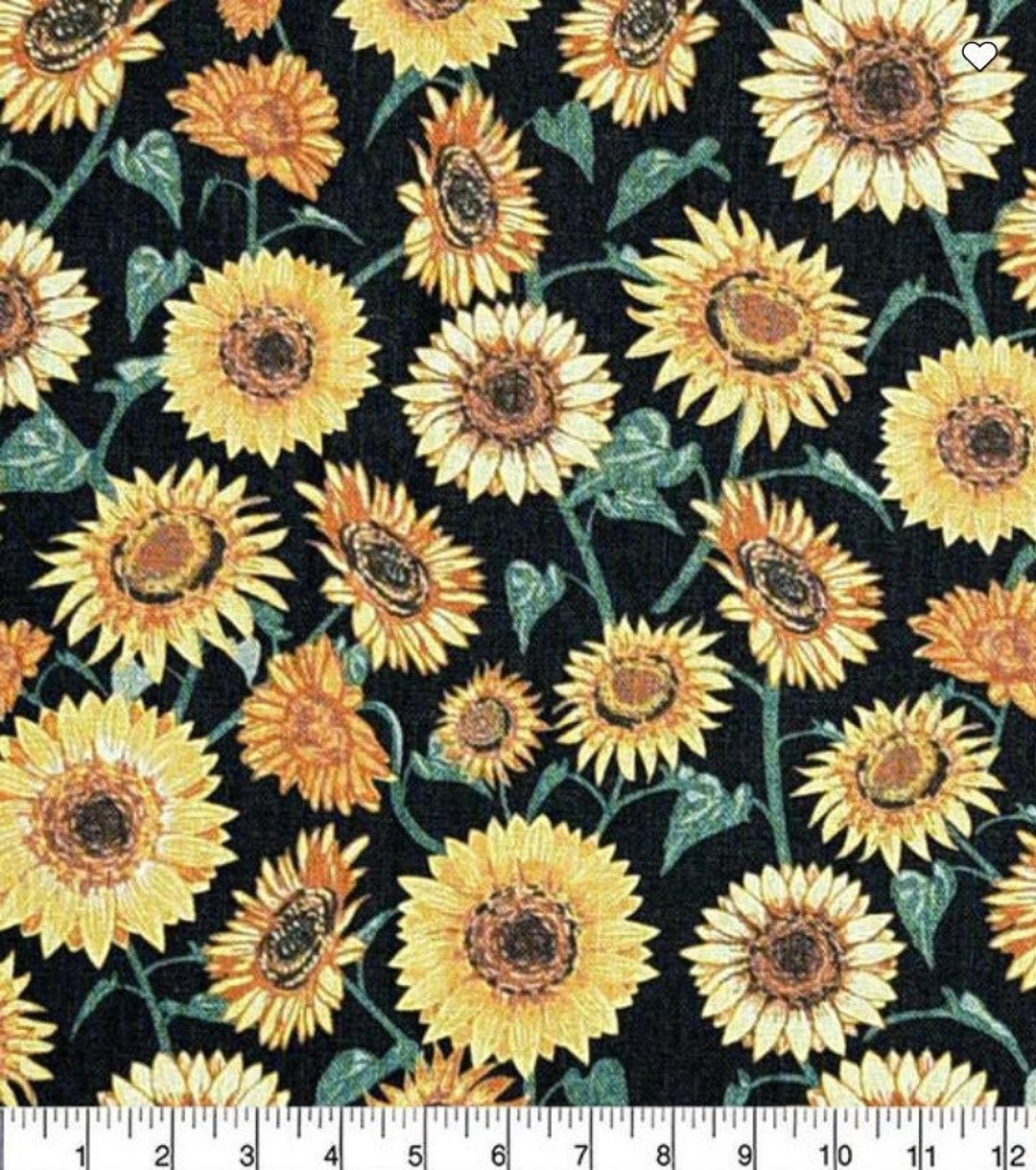 Fabric 100% Cotton FQ HY BTY By the Yard FALL Sunflowers Harvest Time  Sunflower