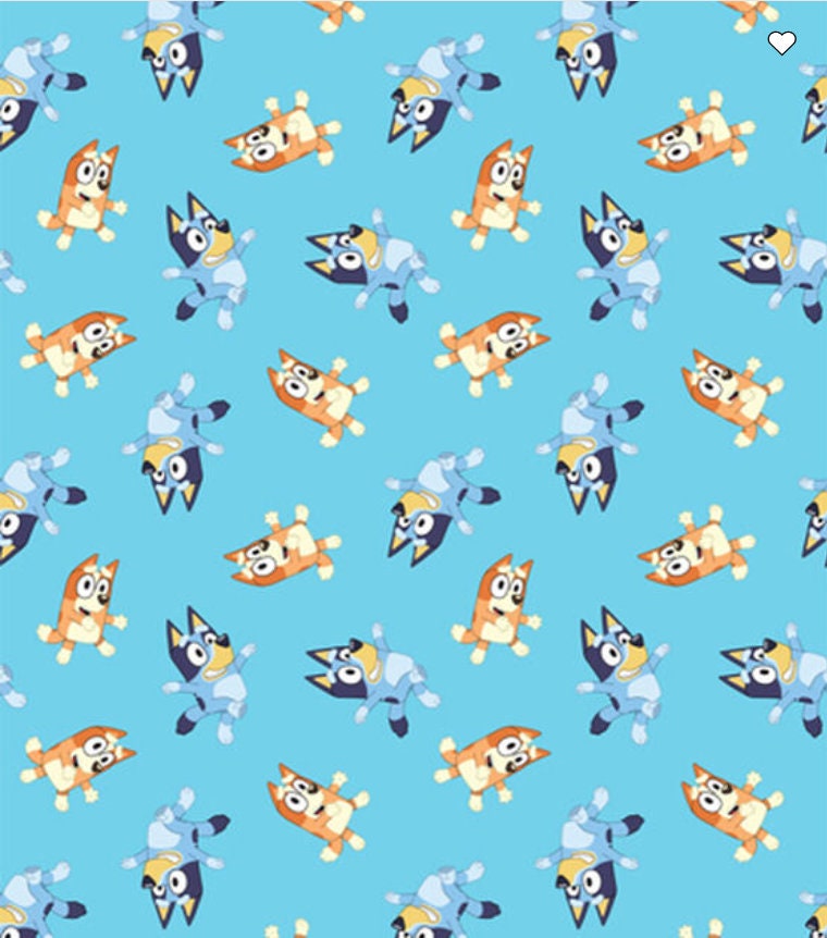 Bluey & Bingo on Turquoise 100% Cotton Quilting Fabric by the Yard