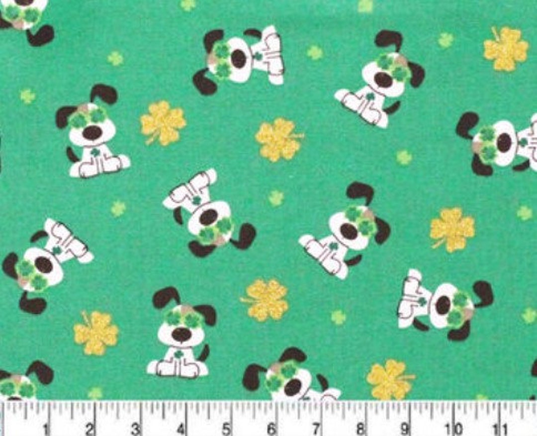 I Woof You Irish Dogs St. Patrick's Day 100 Cotton Metallic Shamrocks Luck Four Leaf Clover