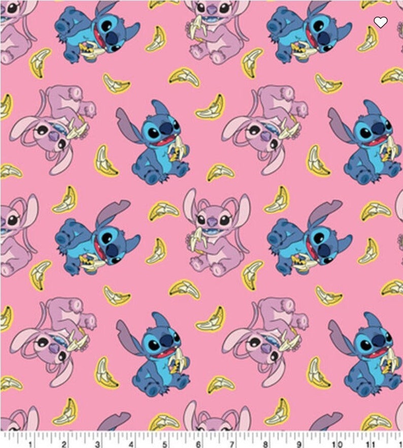 Stitch & Angel Bananas on Pink 100% Cotton Fabric by the Yard - Etsy