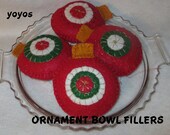 ORNAMENTS, BOWL FILLERS,  Set of Four,  Red,  Felt with Pennies,  Holiday Decor, Home Decor, Table Settings,  Hostess Gift,  Tree Ornaments