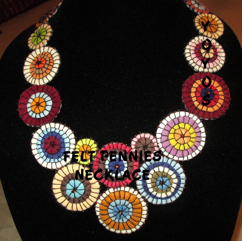 MULTICOLOR Gift for Women FELT Pennies Country Accent Ladies Accessory Southwestern Hostess Gift Handmade NECKLACE Vintage Style