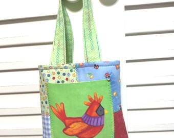 KID TOTE BAG, Child Size Carryall, Fun Print Pocket on Front, Mini Shopping Bag, My Stuff Tote, Little Purse, Birthday Gift, Toy Tote