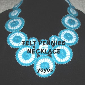NECKLACE FELT PENNIES, Unique Accessory, Mothers Day Gift, Comfortable Neckwear, Birthday Gift Aqua Turquoise