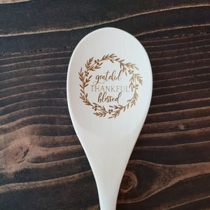 Grateful, Thankful, Blessed, Minnesota Paddle, Wood spoon, gift, wood design