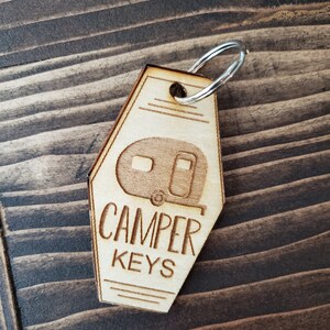 Camper Keys Key Chain, Wood Key Chain, Key Chain Accessories, Happy Camper
