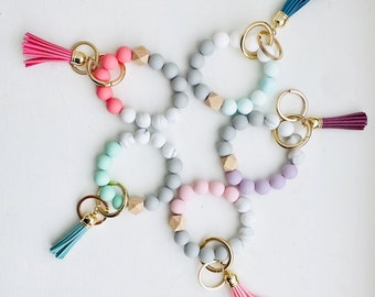 Bangle Keychain, Tassel Keychain, Colorful Keychain, Bangle, Keychain, silicone bead keychain