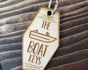 Pontoon Key Chain The Pontoon Keys 2 Wood Key Chain Boat Key Accessories | Etsy
