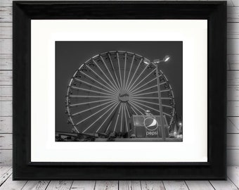 Casino Pier Ferris Wheel, Black and White, Amusements, Iconic Picture