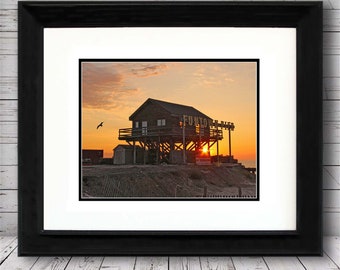 The Perfect Seagull Sunrise at Fun Town Pier - Seaside Park NJ, Amusements, Iconic Picture