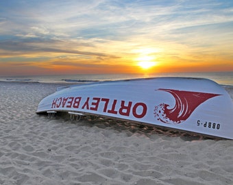 Ortley Beach Lifeguard Boat Sunrise Photo: Coastal Wall Art