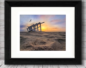 Kerr Ave Lifeguard Stand Seagull Sunrise I by Richard Pasquarella