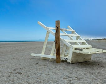 Ortley Beach Lifeguard Stand v Boat by Richard Pasquarella