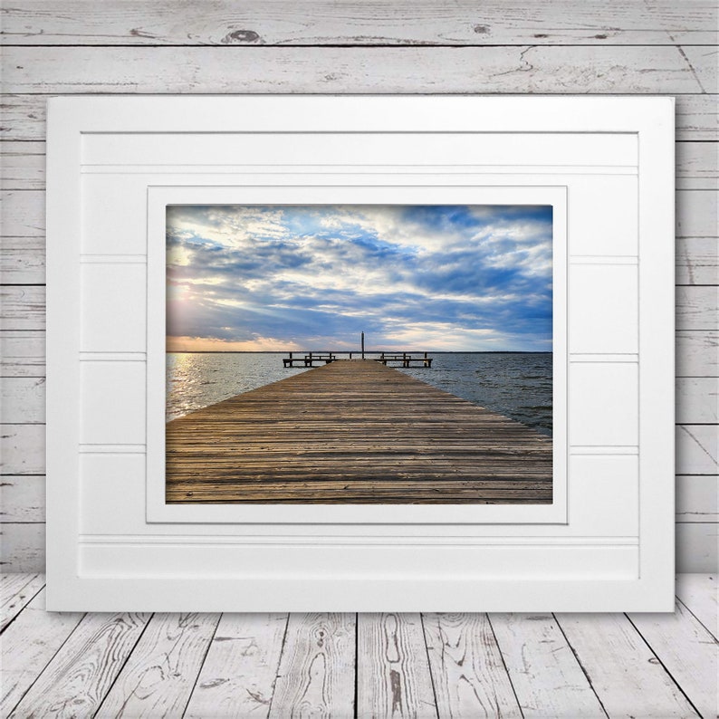 The Sun VS. The Pier by Richard Pasquarella White Framed Picture