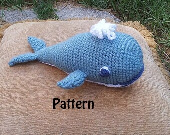 Soft Crochet Blue Whale Toy Instant Download PDF Pattern