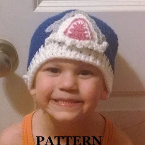 Kid Size Crochet Shark Beanie Hat Instant Download PDF File Pattern Two sizes included