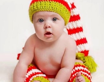 Crochet Baby Elf Christmas Hat Photo Prop Instant Download PDF File Pattern