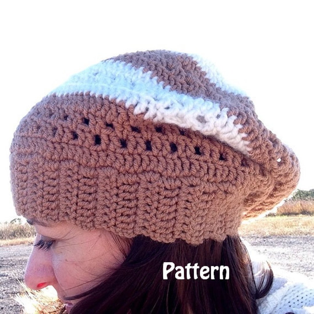 Crochet Slouch Hat With Stripes Instant Download PDF File Pattern - Etsy