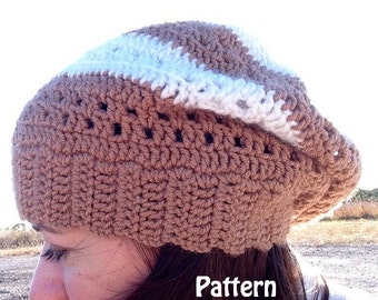 Crochet Slouch Hat with Stripes Instant Download PDF File Pattern