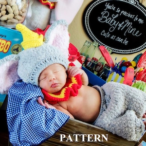 Dumbo Inspired Newborn Photo Prop Set or Halloween Costume Pattern