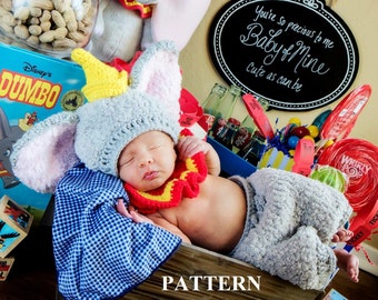 Dumbo Inspired Newborn Photo Prop Set or Halloween Costume Pattern